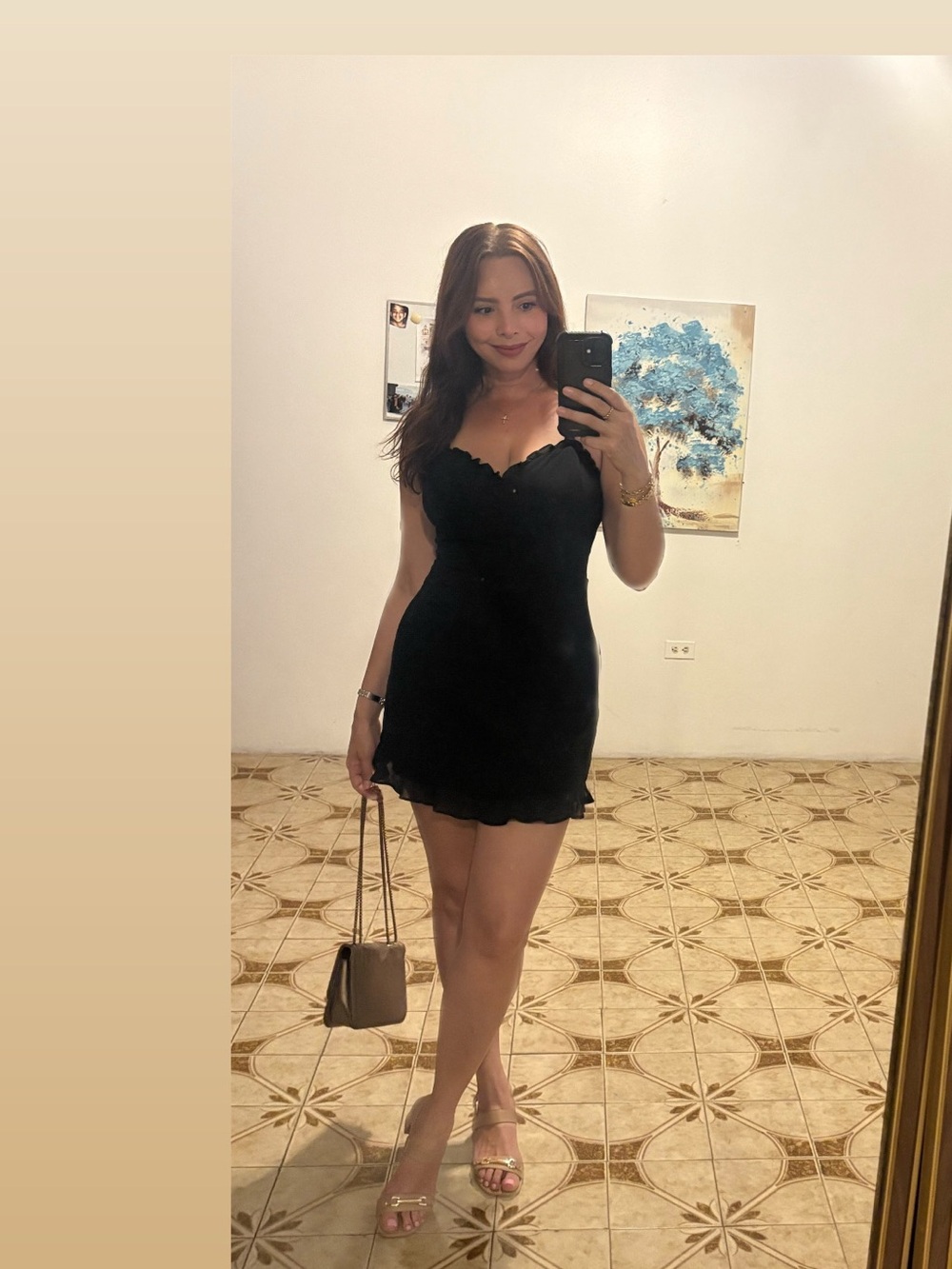 Women's Black Scallop-Edge Mini Dress
